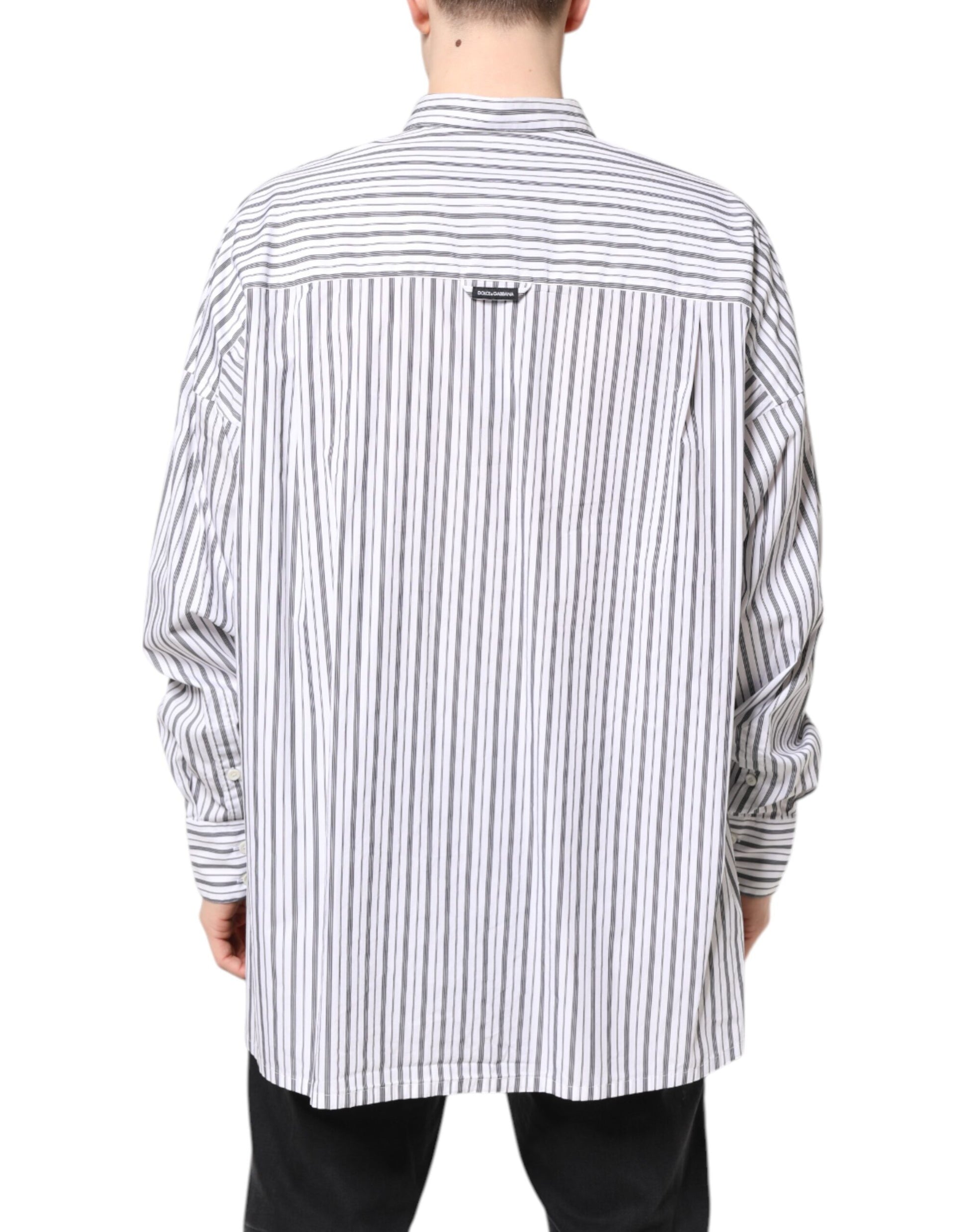 White Black Stripe Button Down Casual Shirt
