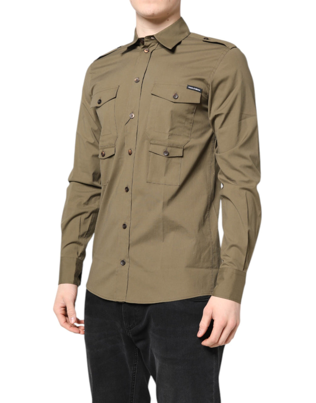 Brown Cotton Stretch Casual Long Sleeves Shirt