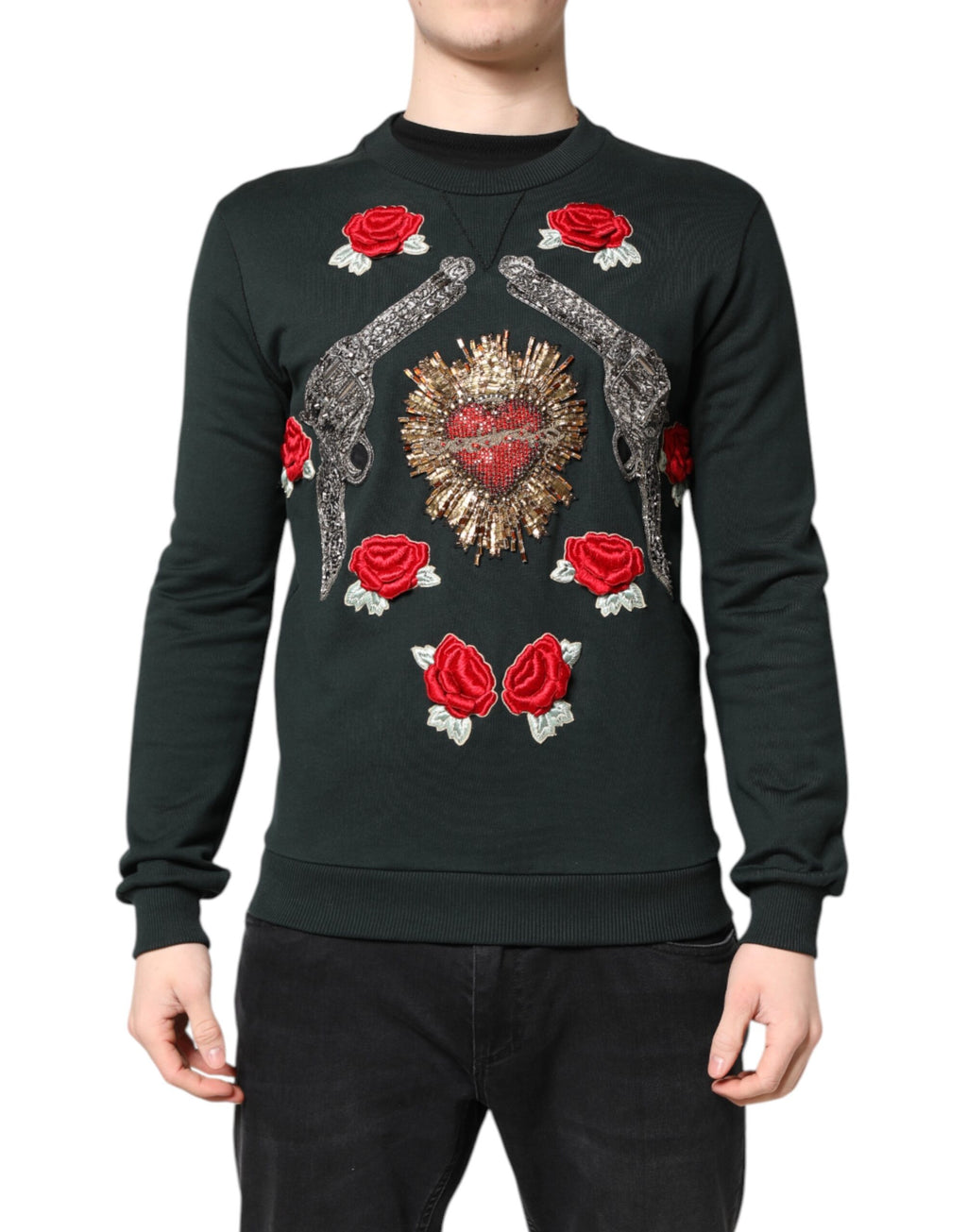 Black Sequined Embellished Pullover Sweater