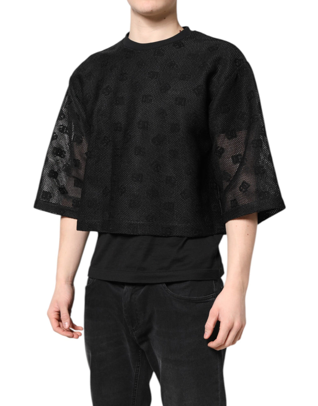 Black See Through Logo Short Sleeves T-shirt