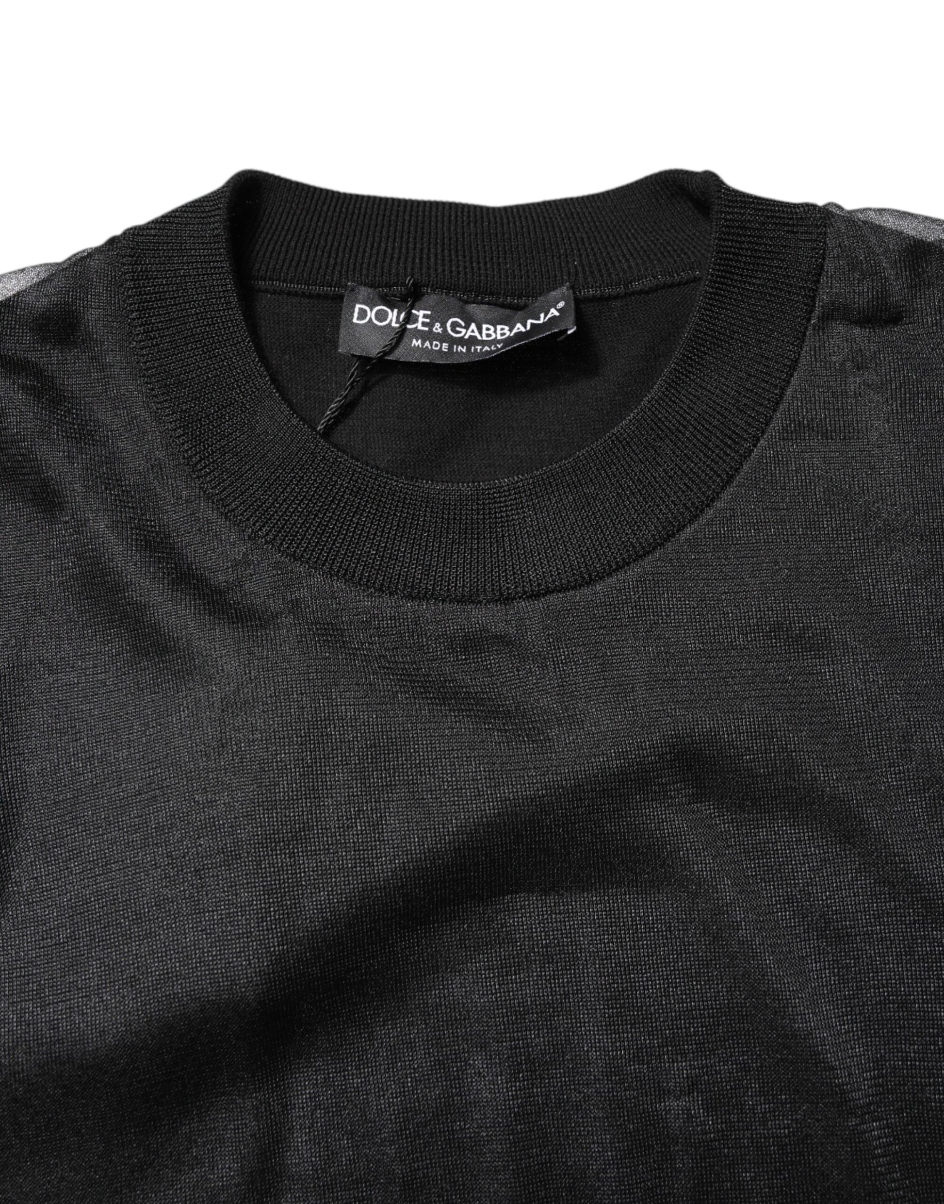 Black Logo Knitted Crewneck Pullover Sweater
