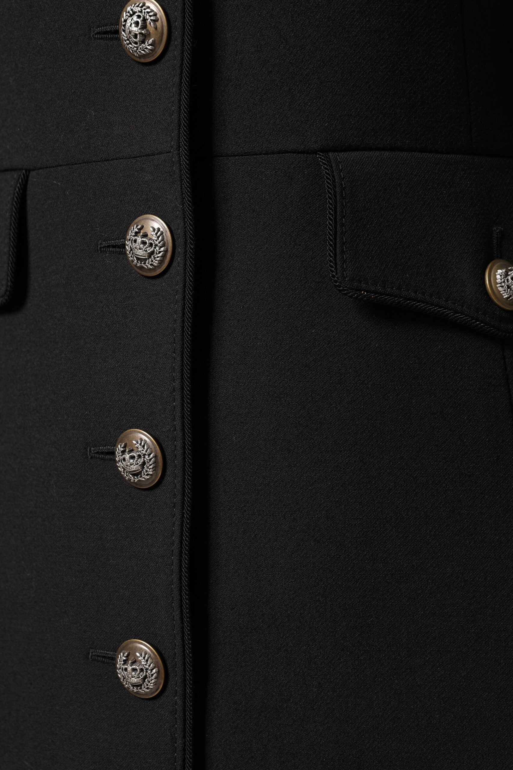 Black Wool Single Breasted Trench Coat Jacket