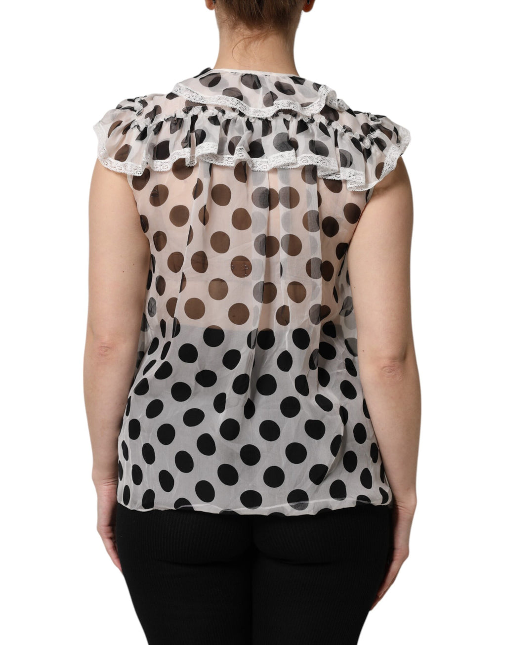White Black Polka Dot Cotton Sleeveless Top