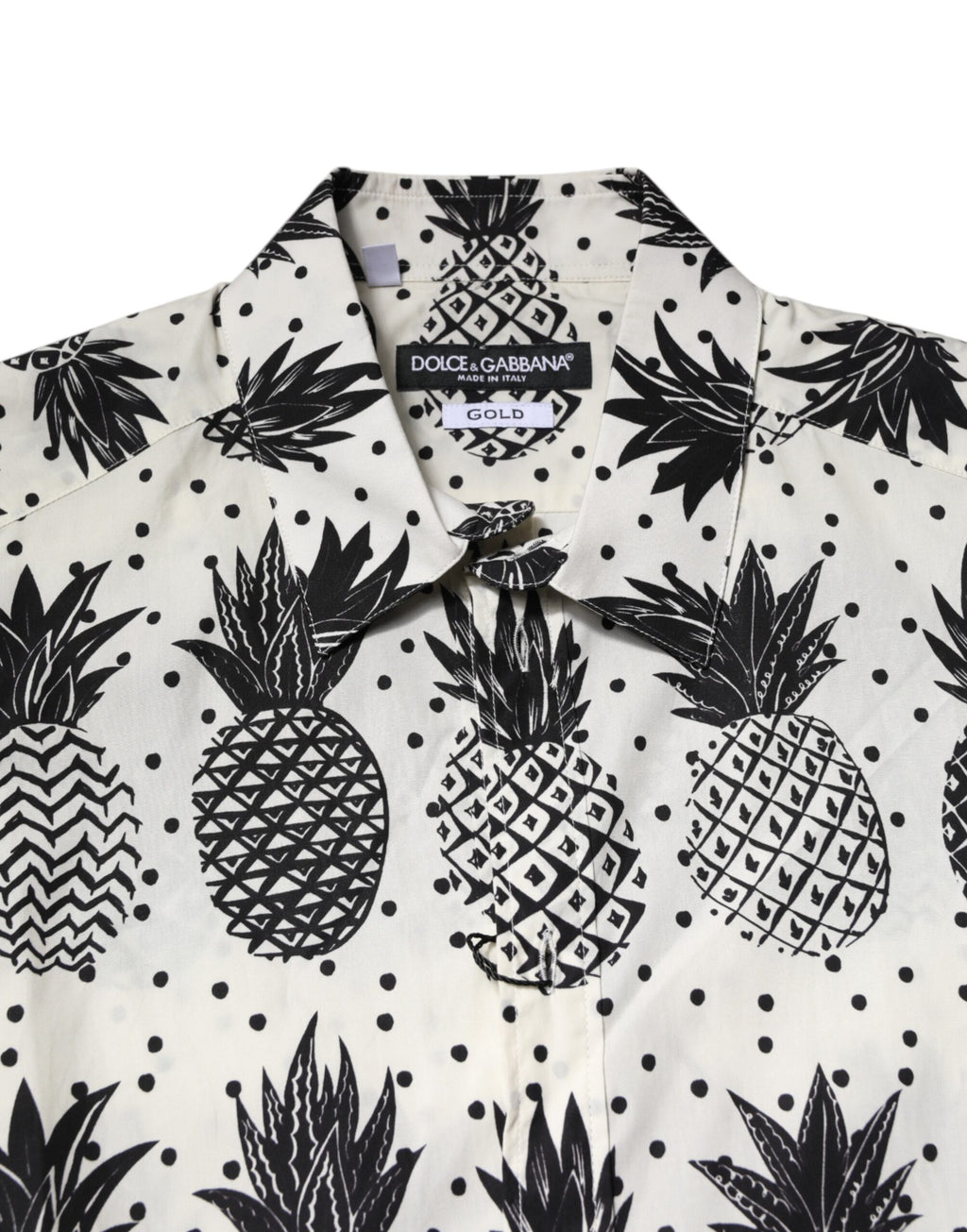 White Pineapple Print Long Sleeve GOLD Shirt