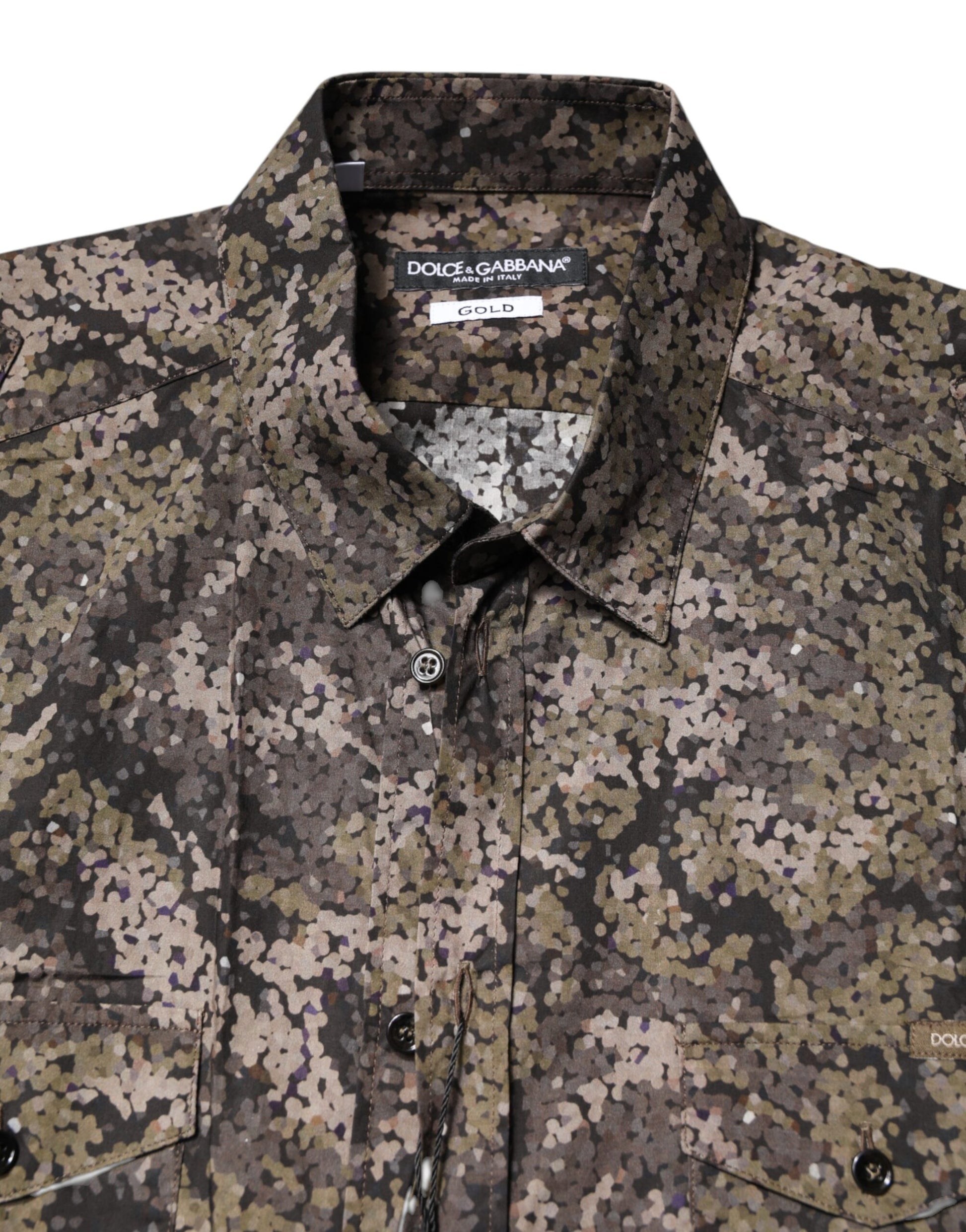 Multicolor Camouflage Button Down GOLD Shirt
