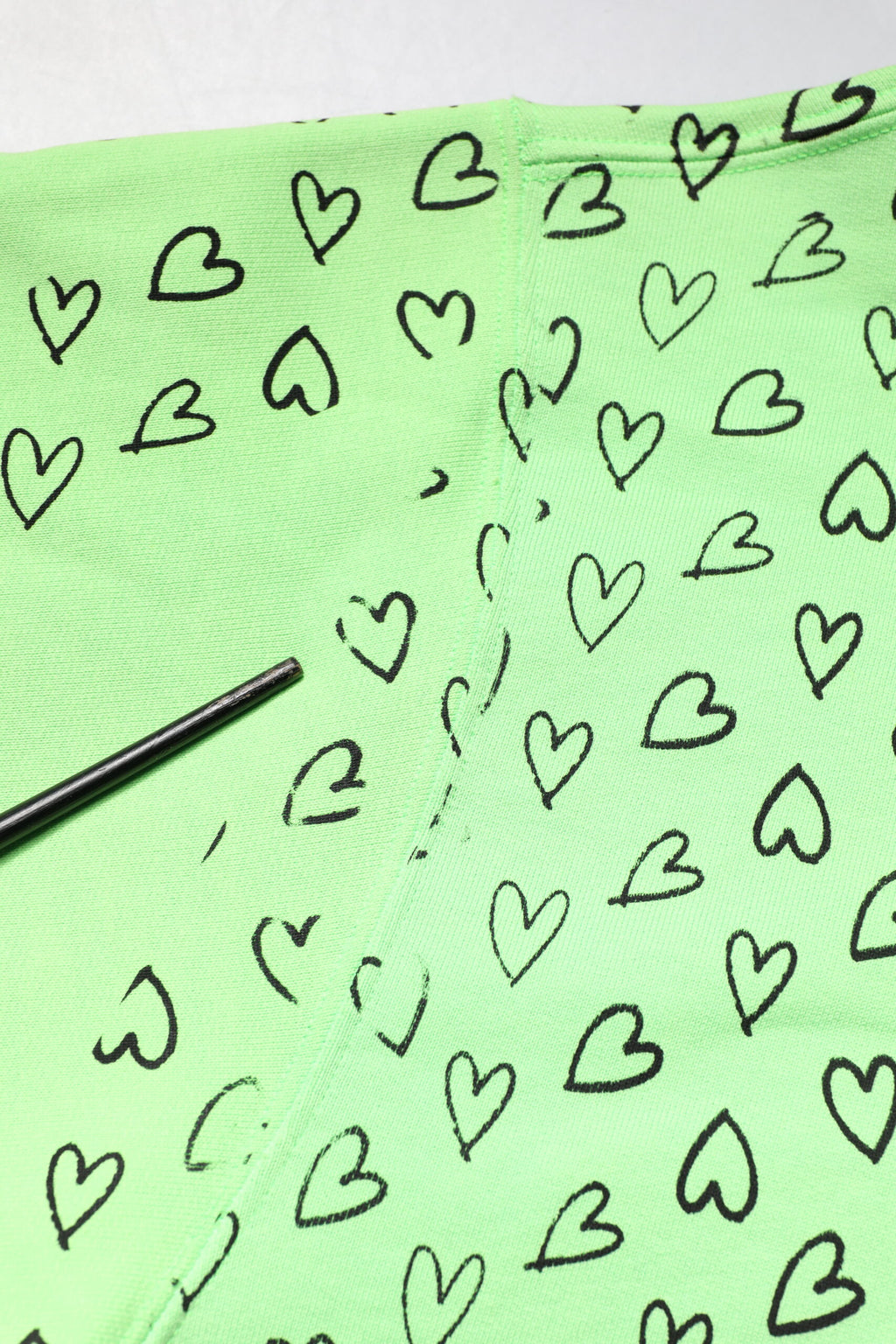 Green Cotton Logo Heart Print Hooded Sweater