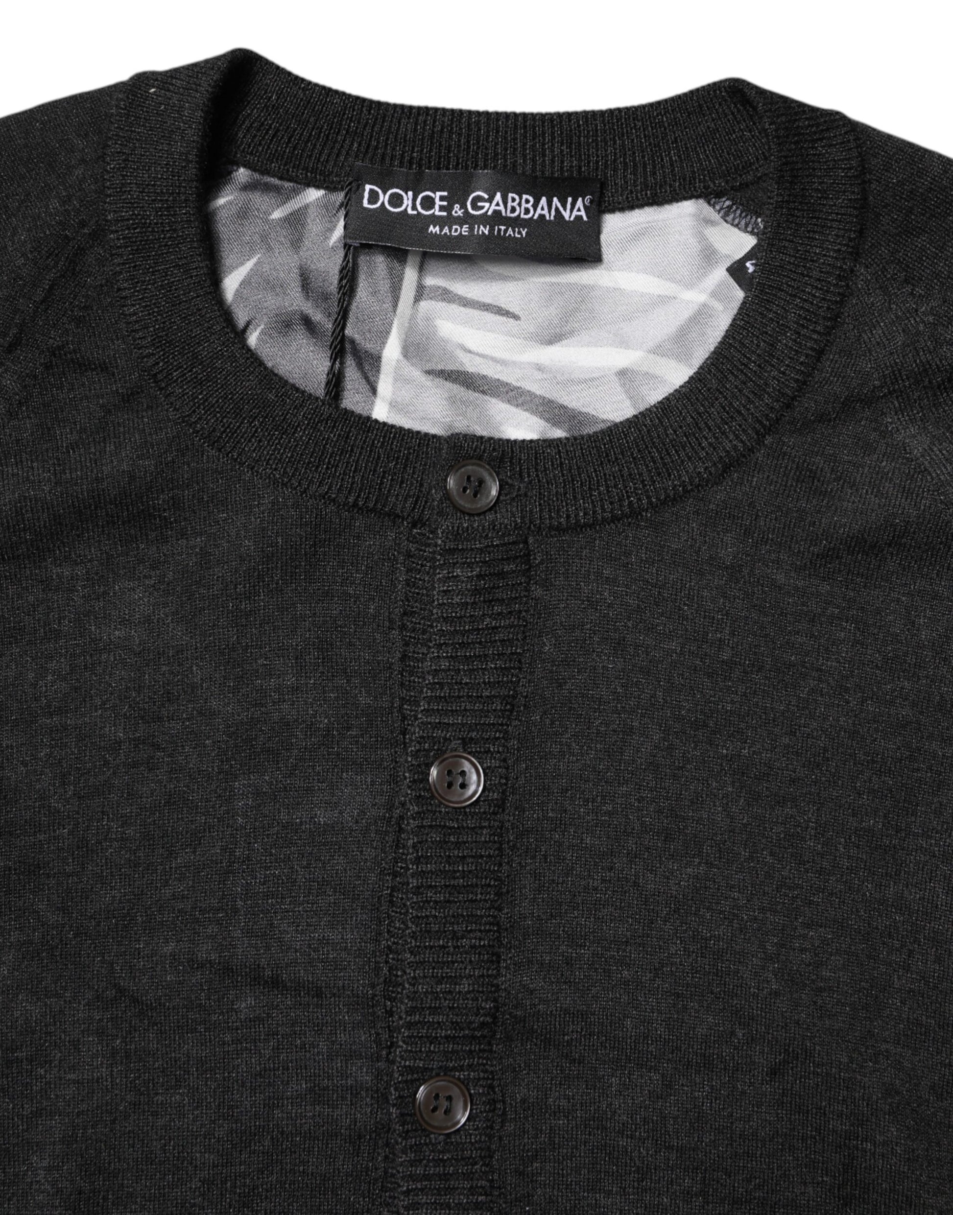 Black Printed Knitted Men Pullover Sweater