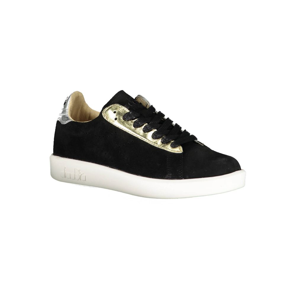 Black Leather Women Sneaker