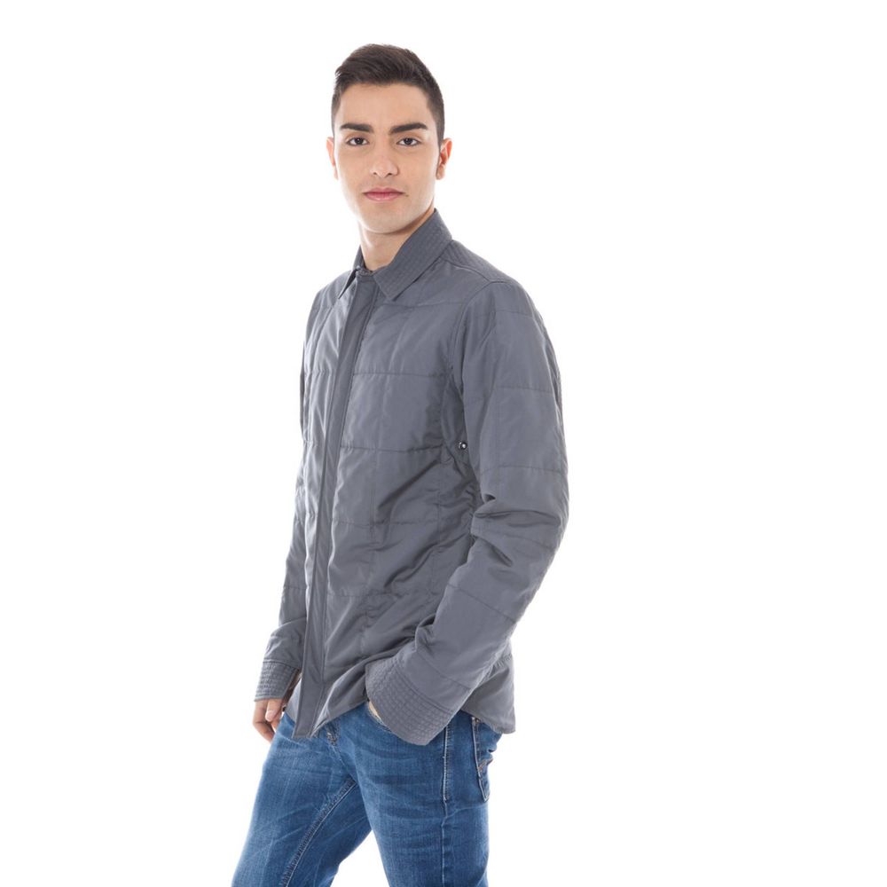 Gray Polyester Men Jacket