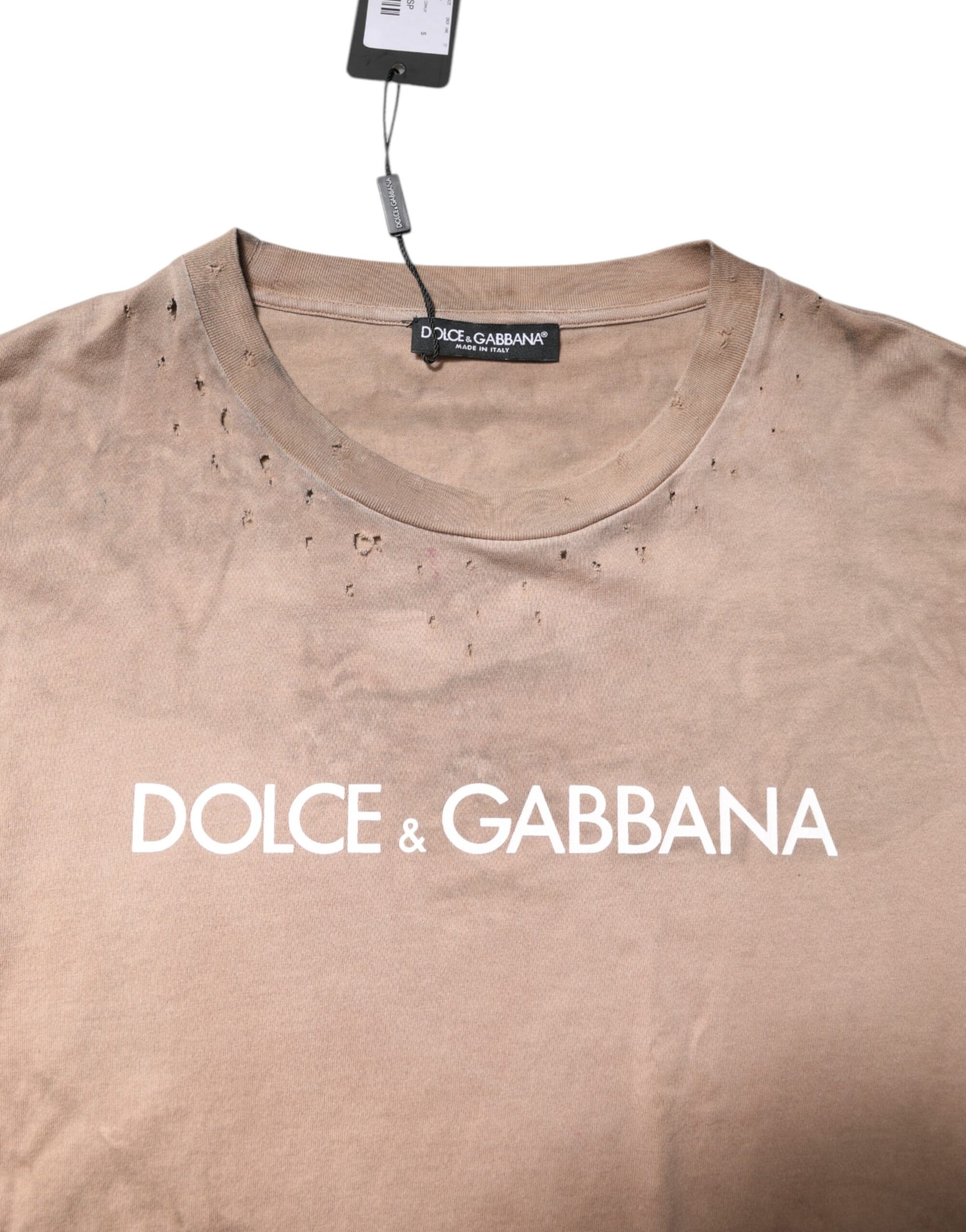 Beige Tie Dye Logo Print Cropped T-shirt