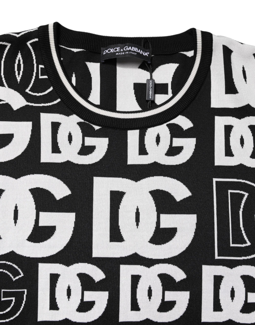 Black White Silk Knit DG Print T-shirt
