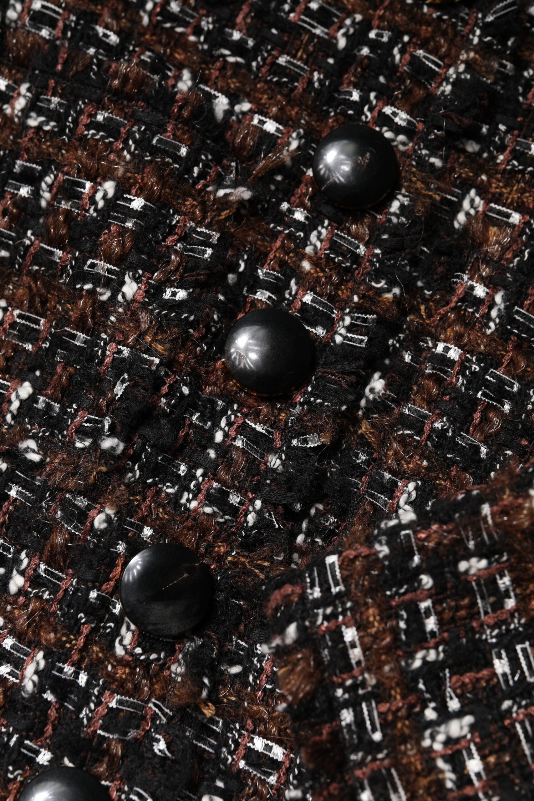 Brown Tweed Short Sleeves A-line Mini Dress