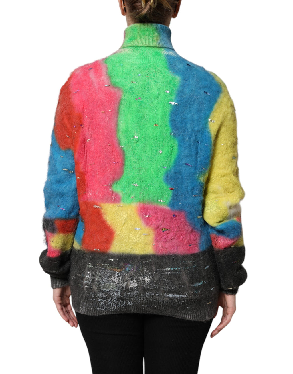 Multicolor Mohair Turtleneck Pullover Sweater