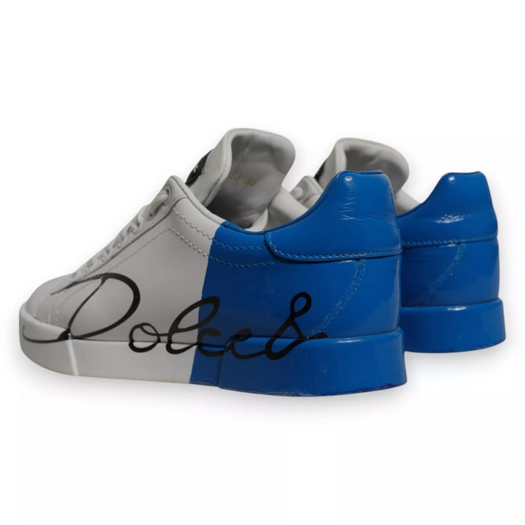 White Blue Logo Portofino Sneakers Shoes