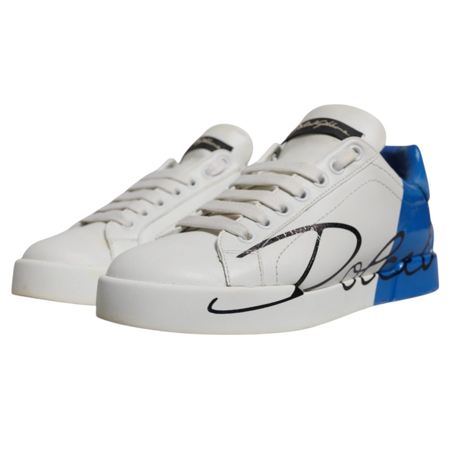 White Blue Logo Portofino Sneakers Shoes