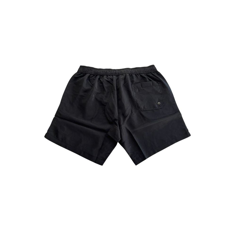 Black Polyester Men Swim Shorts
