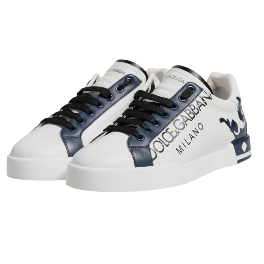 White Blue Crown Low Top Men Sneakers Shoes