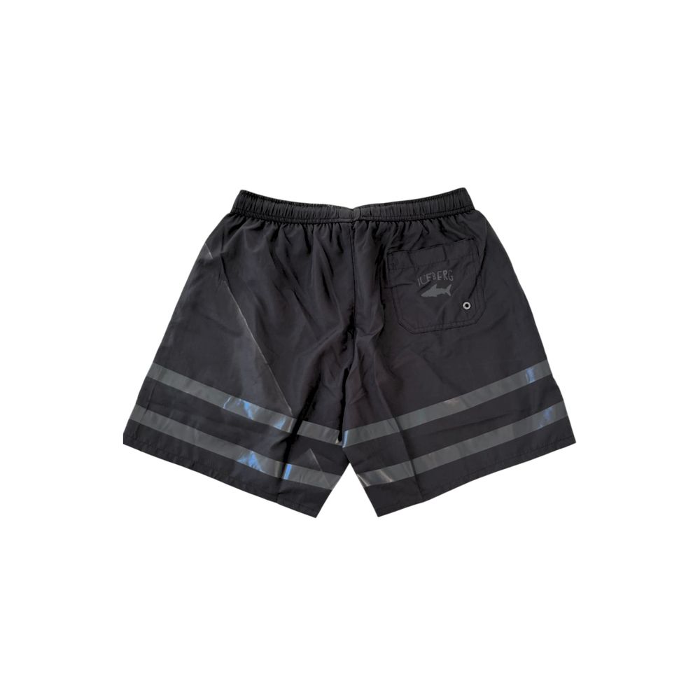 Black Polyester Men's Swim Short
