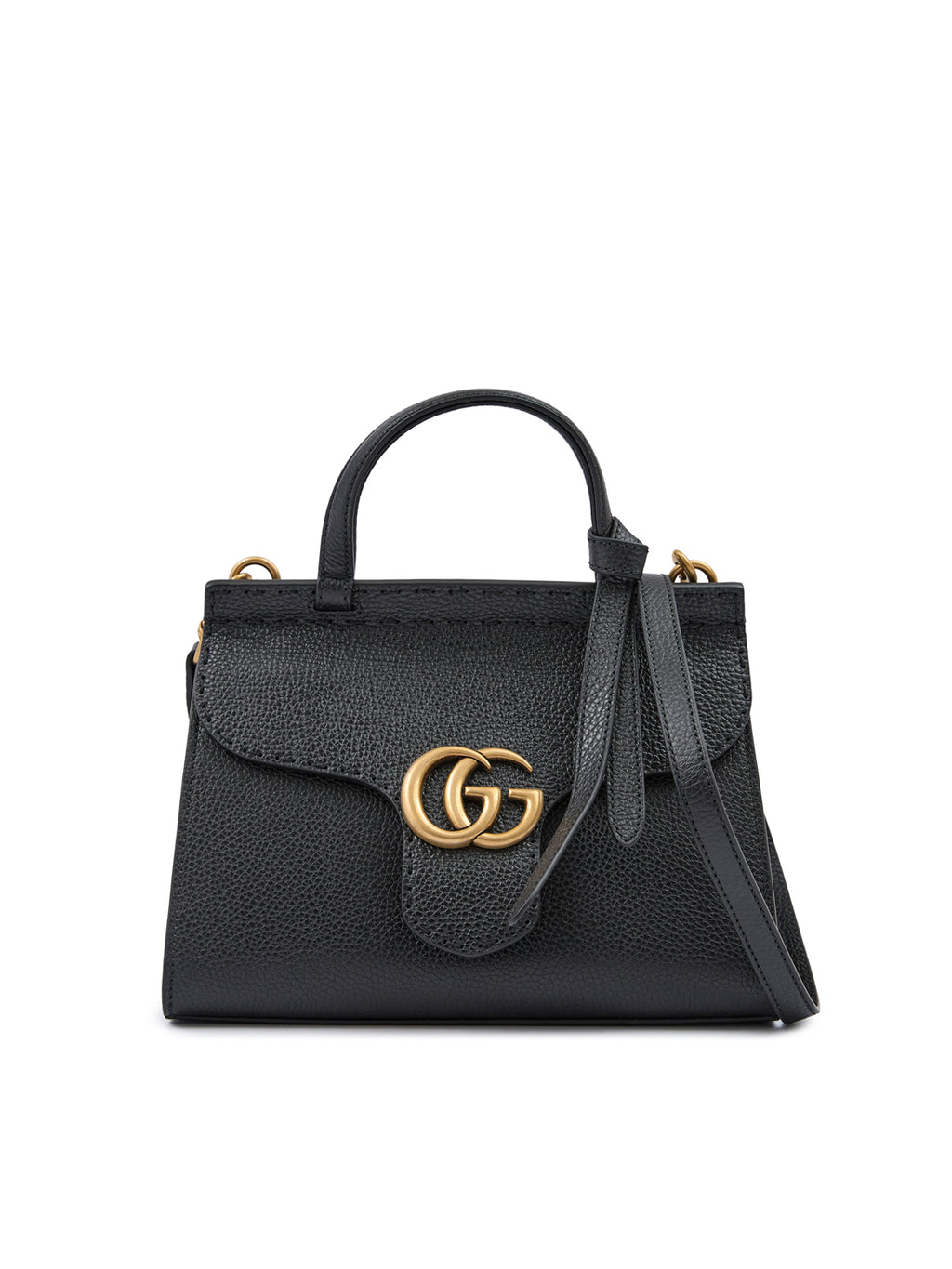 Black Leather GG Marmont Handbag