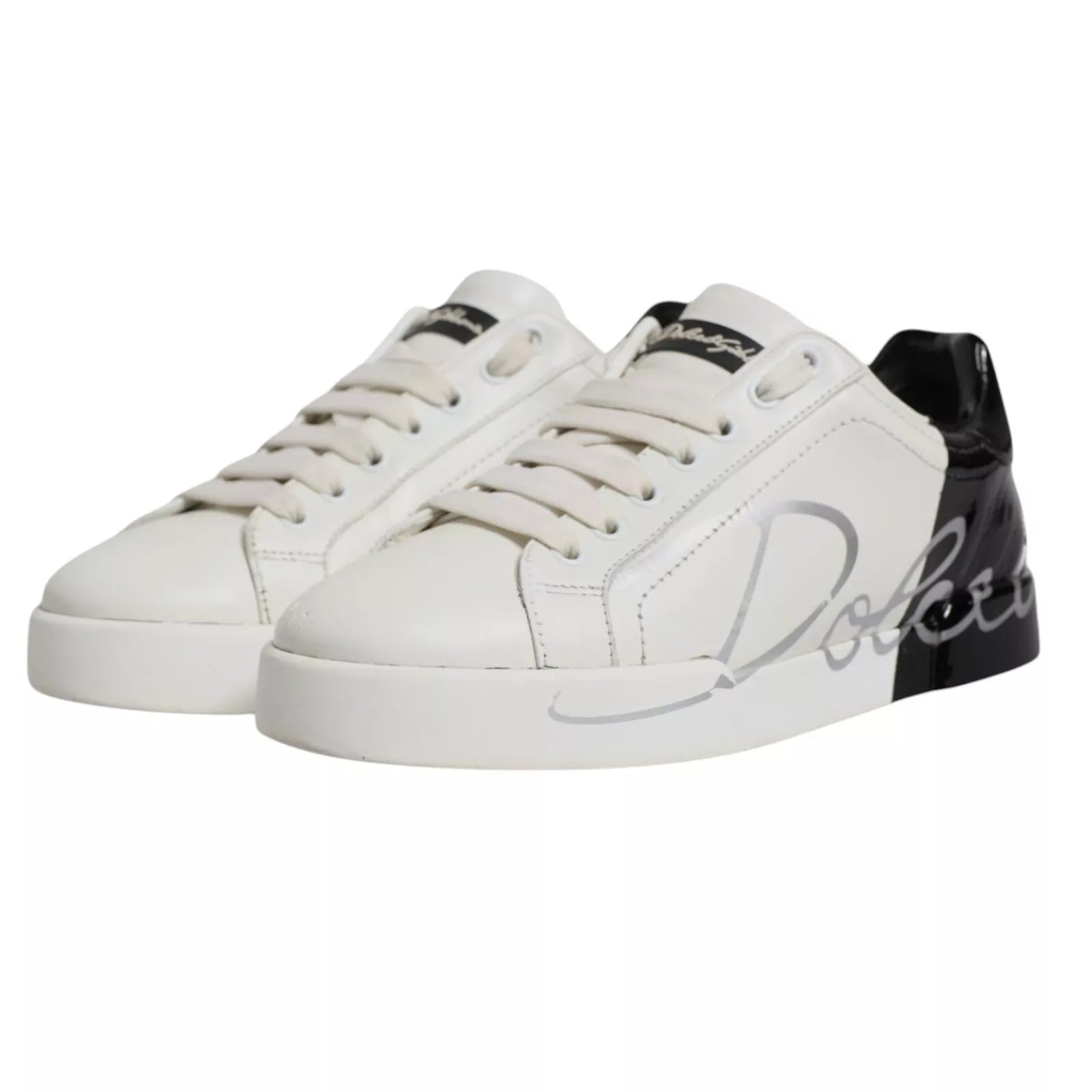 White Black Logo Portofino Men Sneaker Shoe