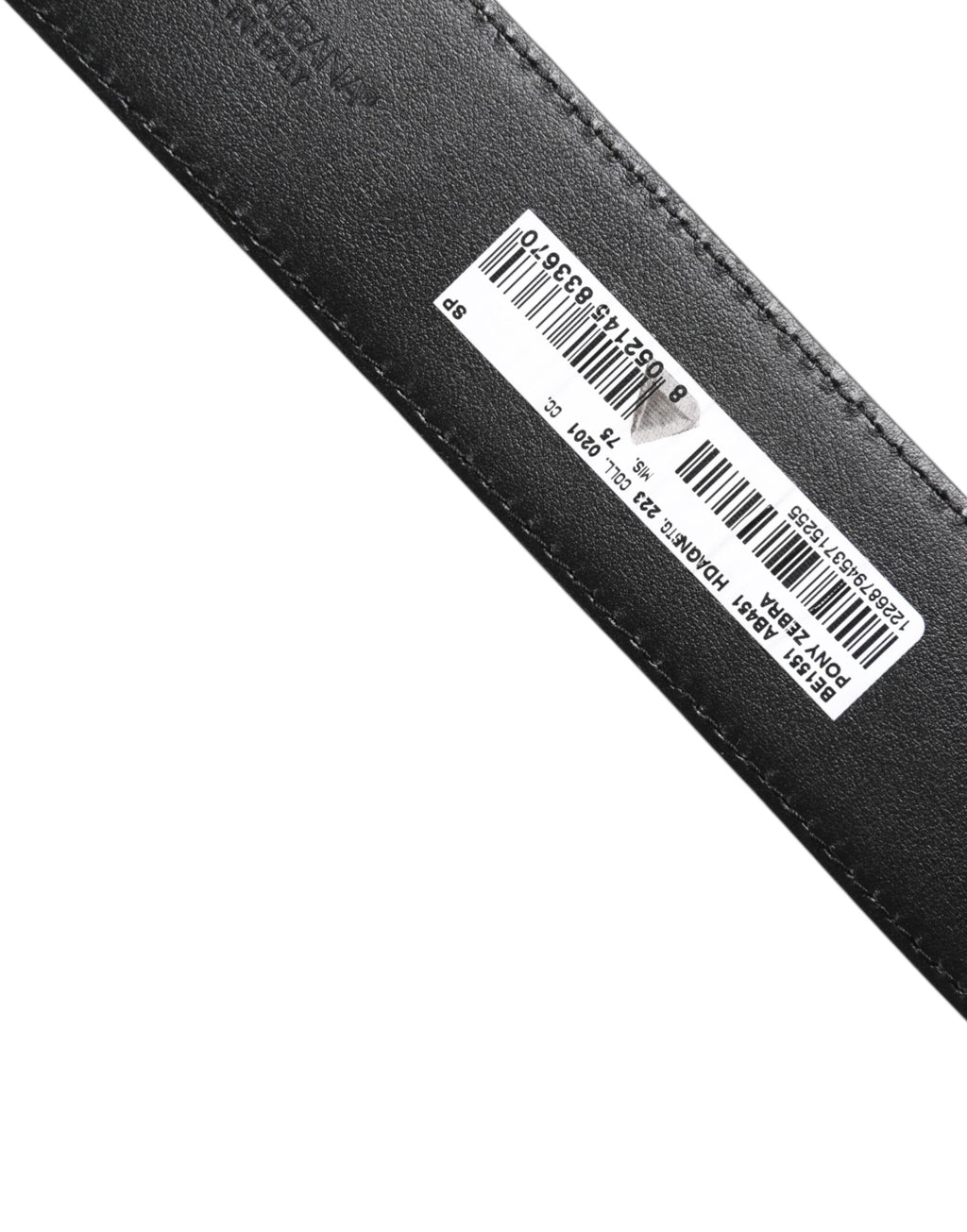 White Black Leather Zebra DG Crystal Buckle Belt