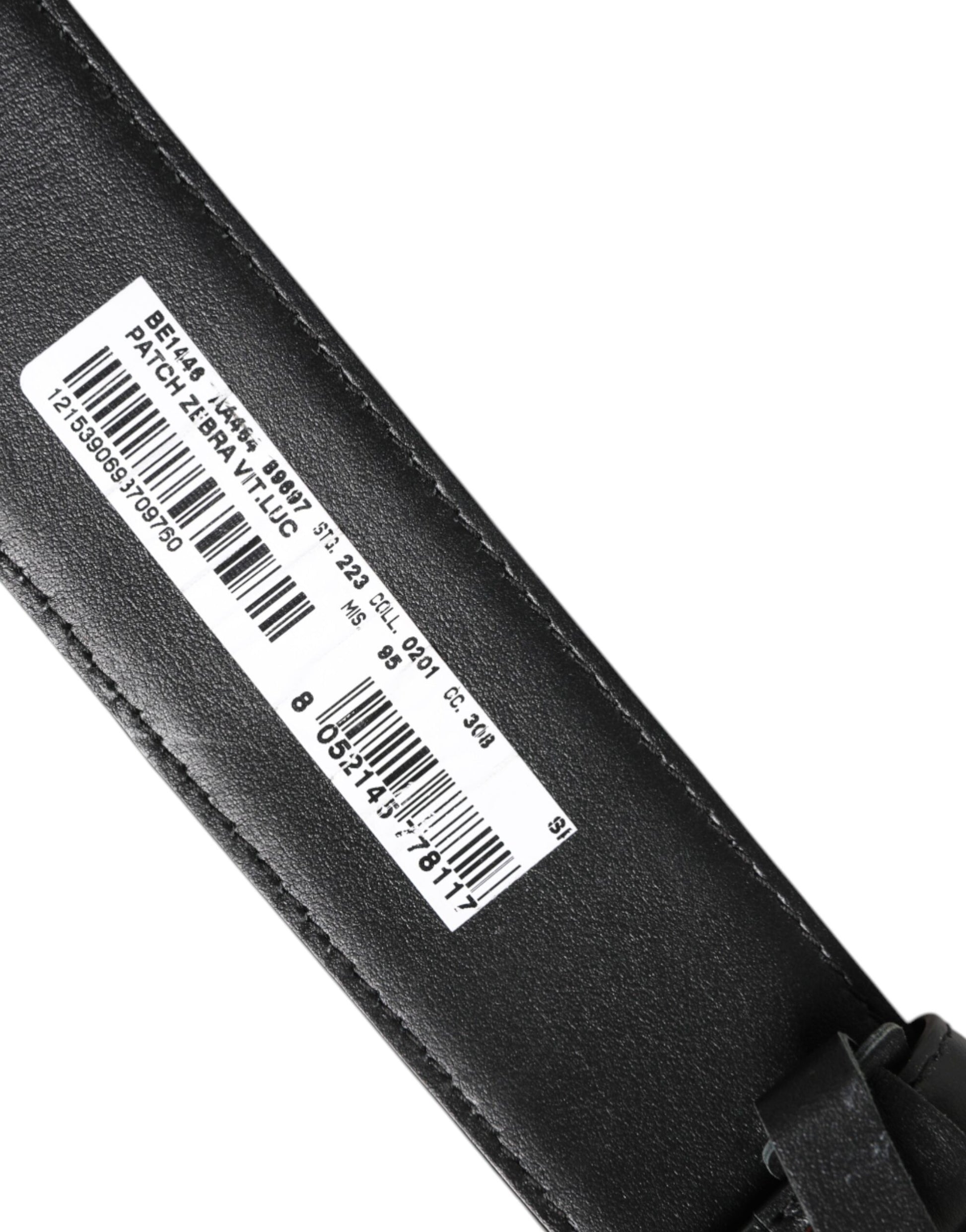 Black White Leather DG Metal Buckle Belt