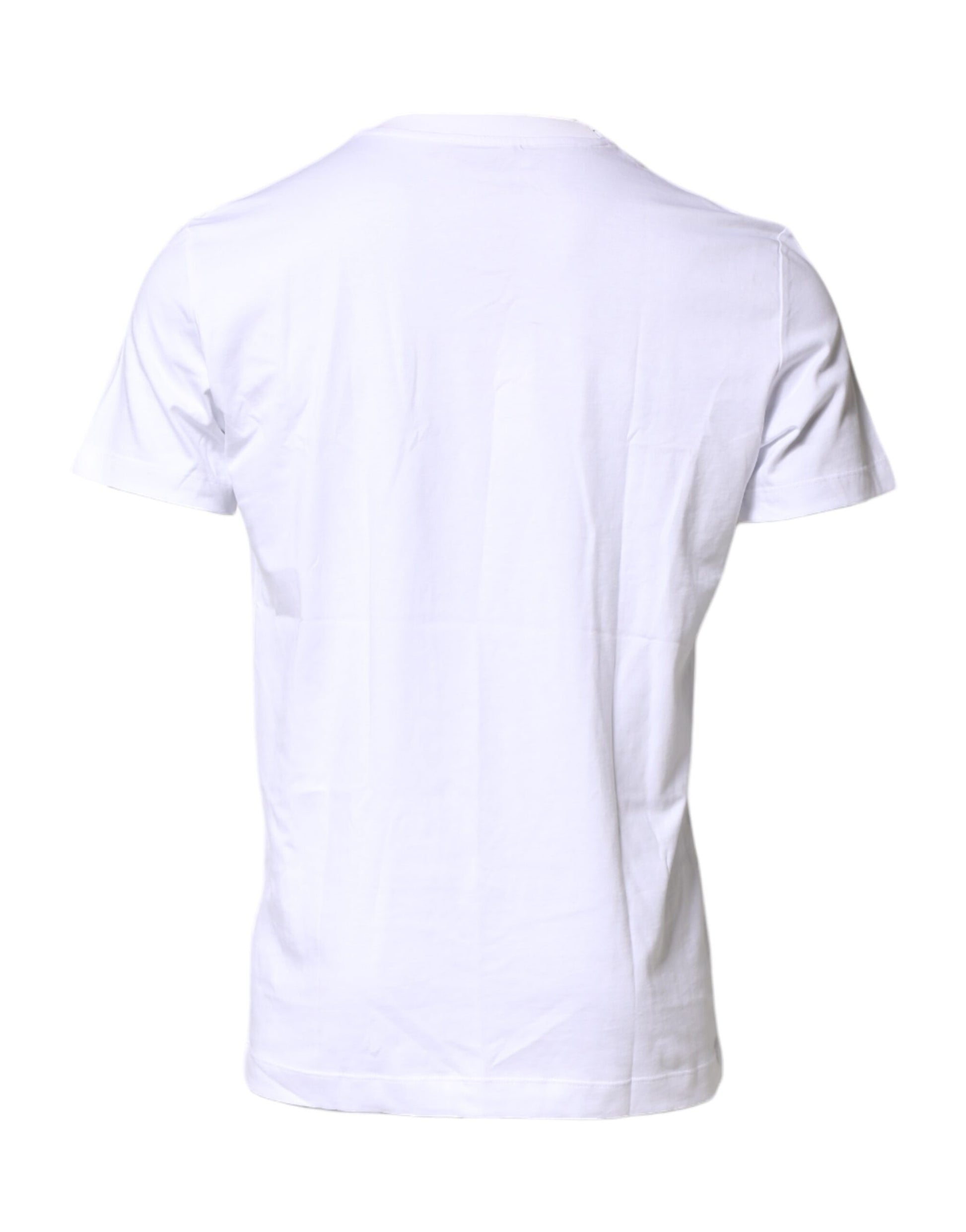 White Logo Embroidery Crew Neck T-shirt