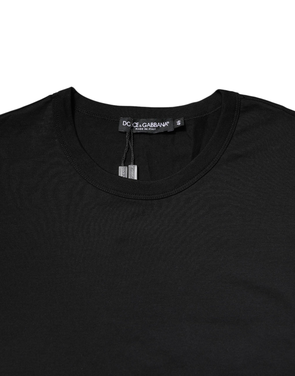 Black Cotton Short Sleeves Round Neck T-shirt