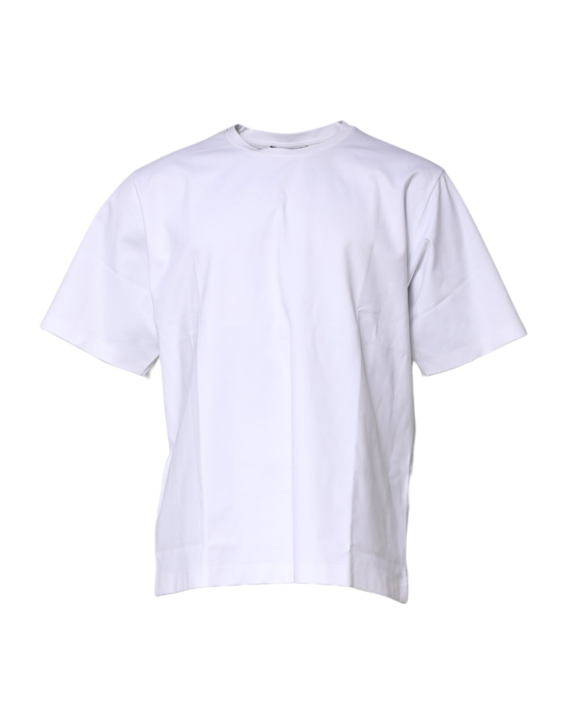 White Cotton Short Sleeves Crew Neck T-shirt
