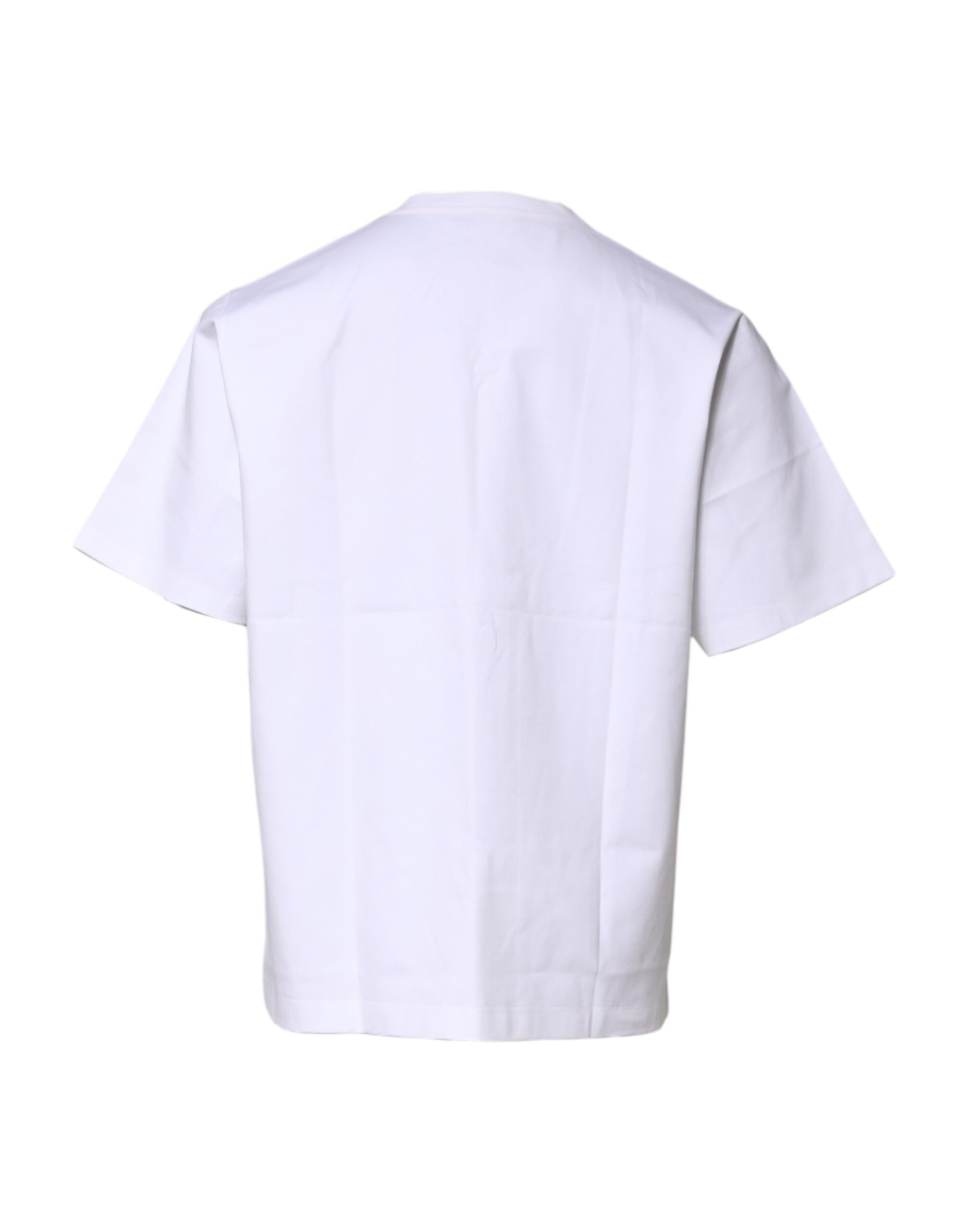 White Cotton Short Sleeves Crew Neck T-shirt