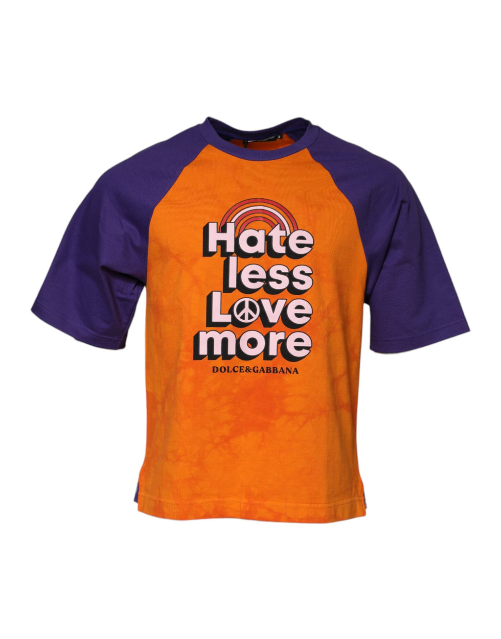Orange Purple Printed Round Neck T-shirt