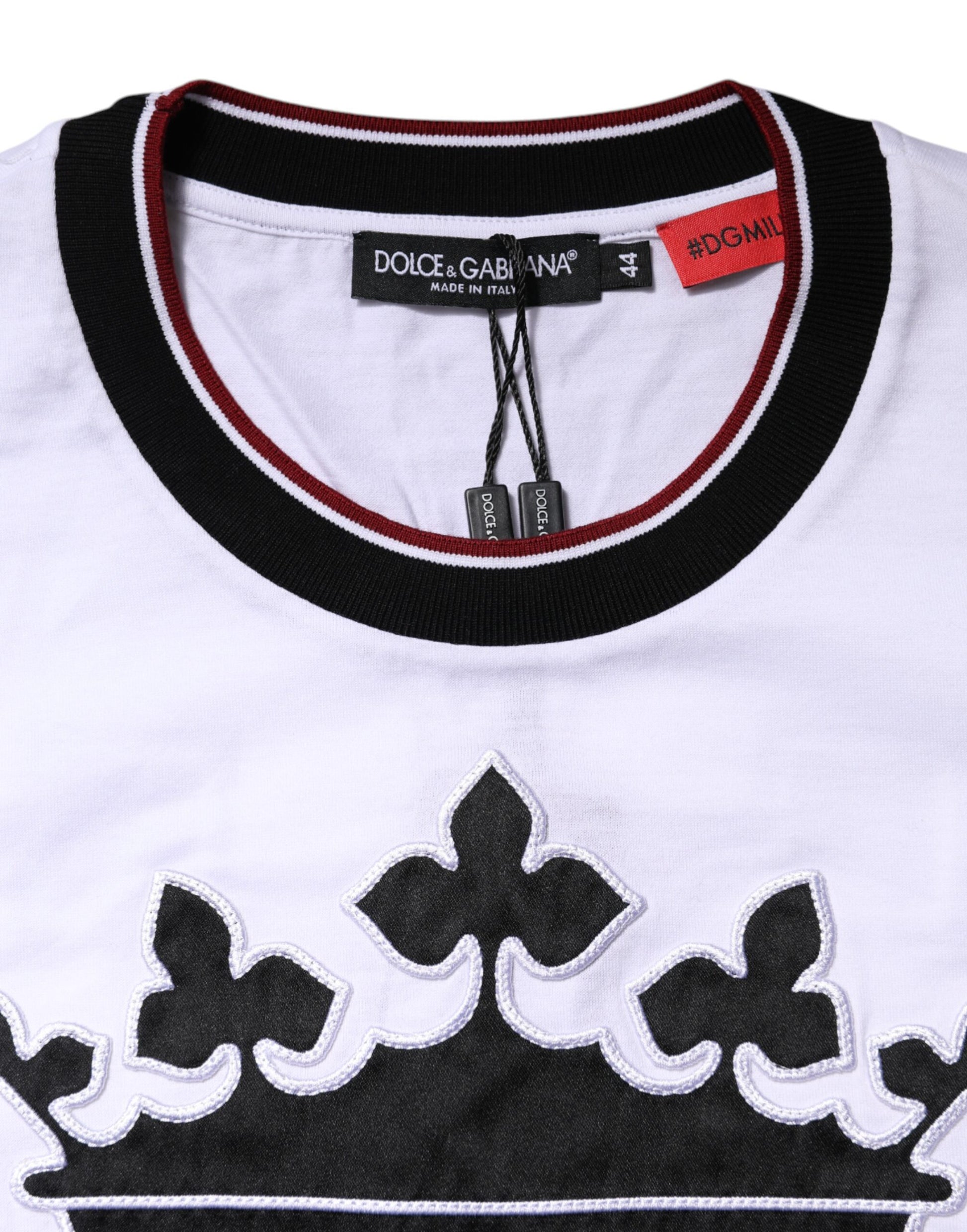 White Cotton Crown King Embroidery T-shirt