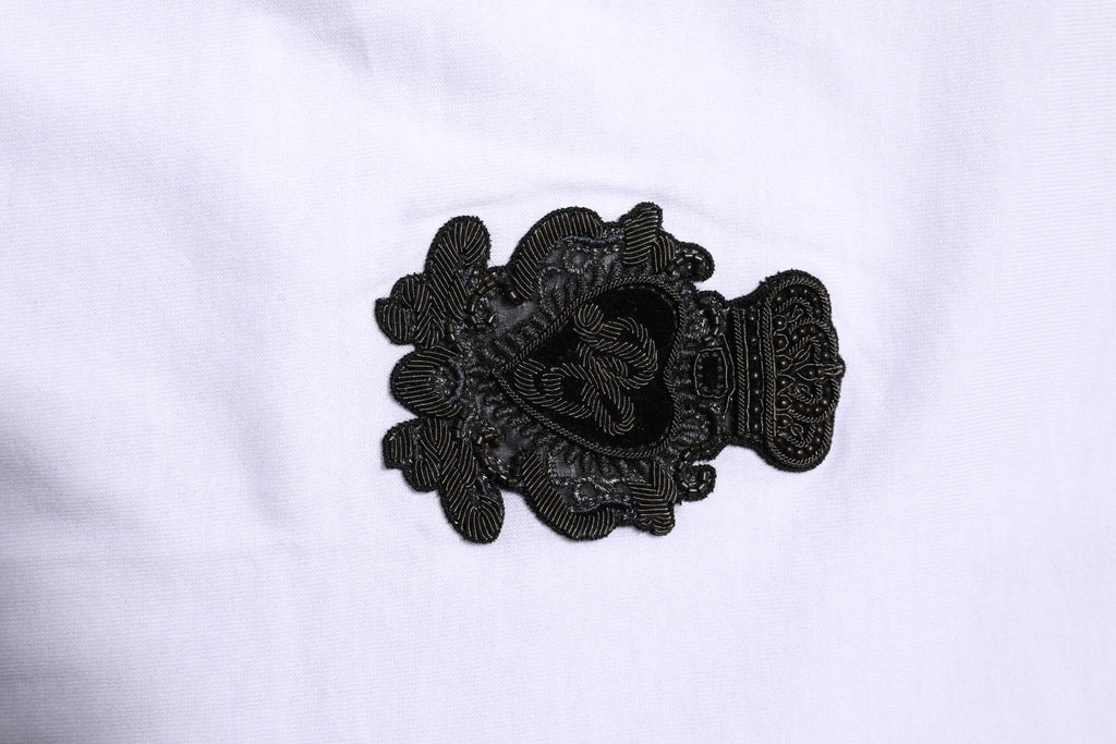 White Cotton DG Crown Embroidery T-shirt