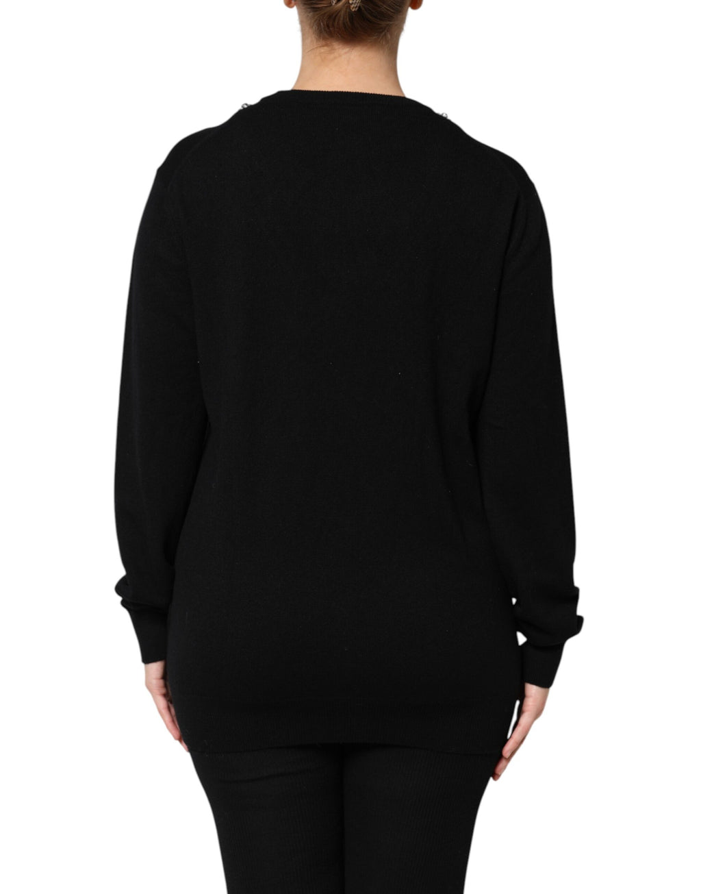 Black Cashmere Crystal Embellished Sweater