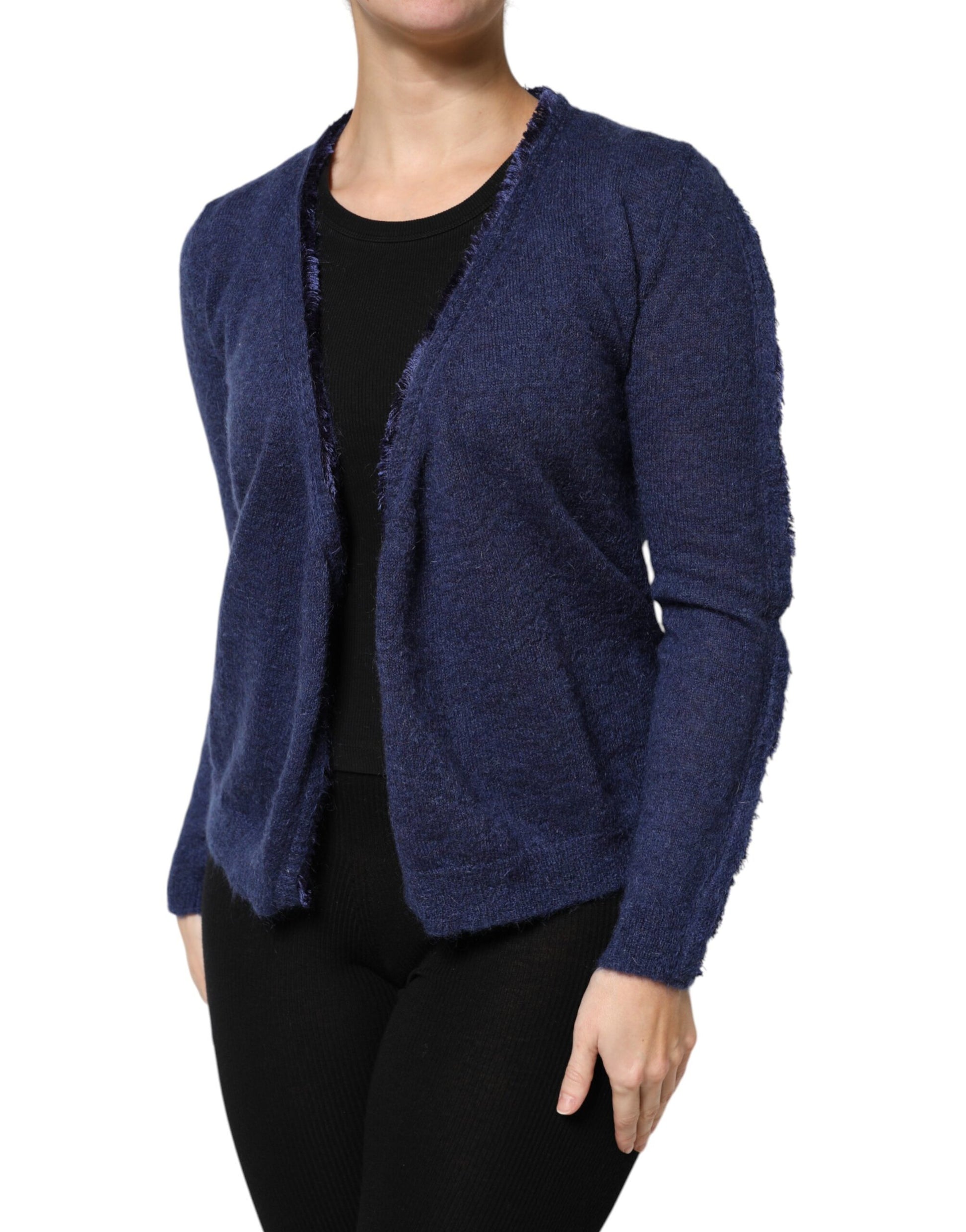 Dark Blue Long Sleeves Overcoat Cardigan Sweater