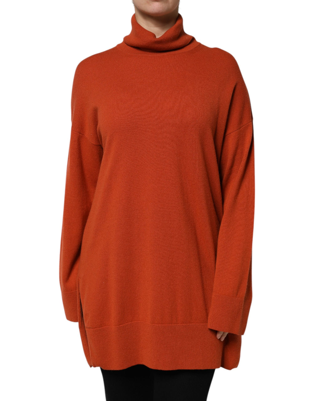 Dark Orange Long Sleeves Turtleneck Sweater