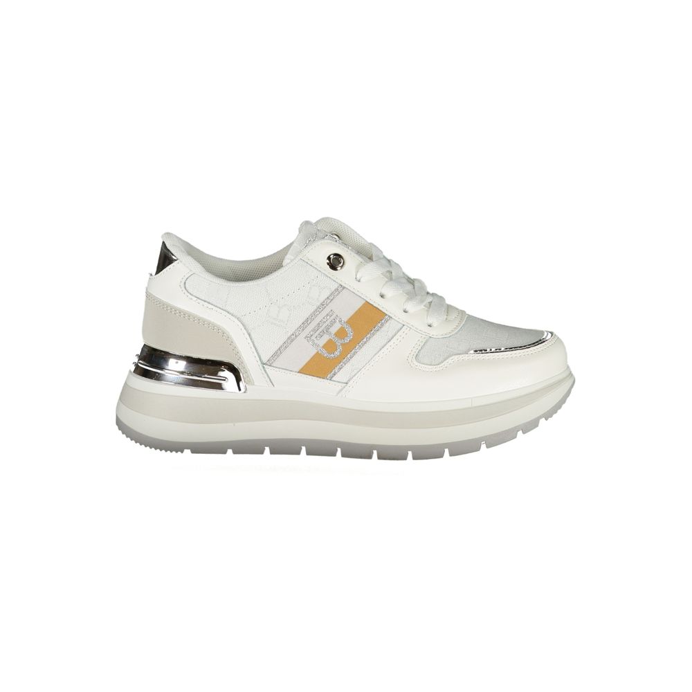 White Polyester Women Sneaker