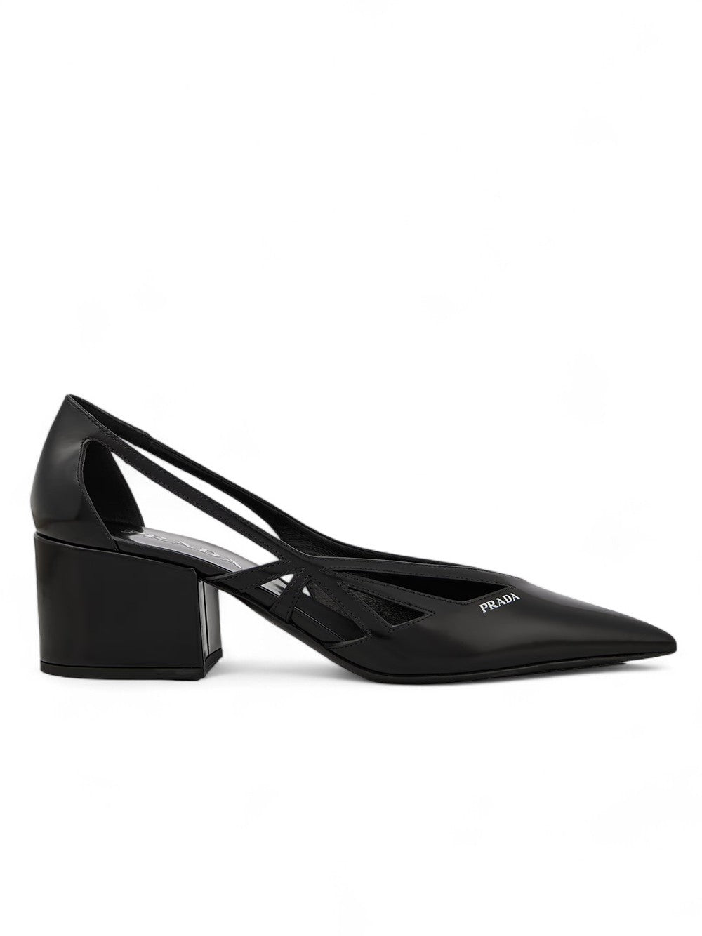 Black Leather Cut-Out Pumps 55