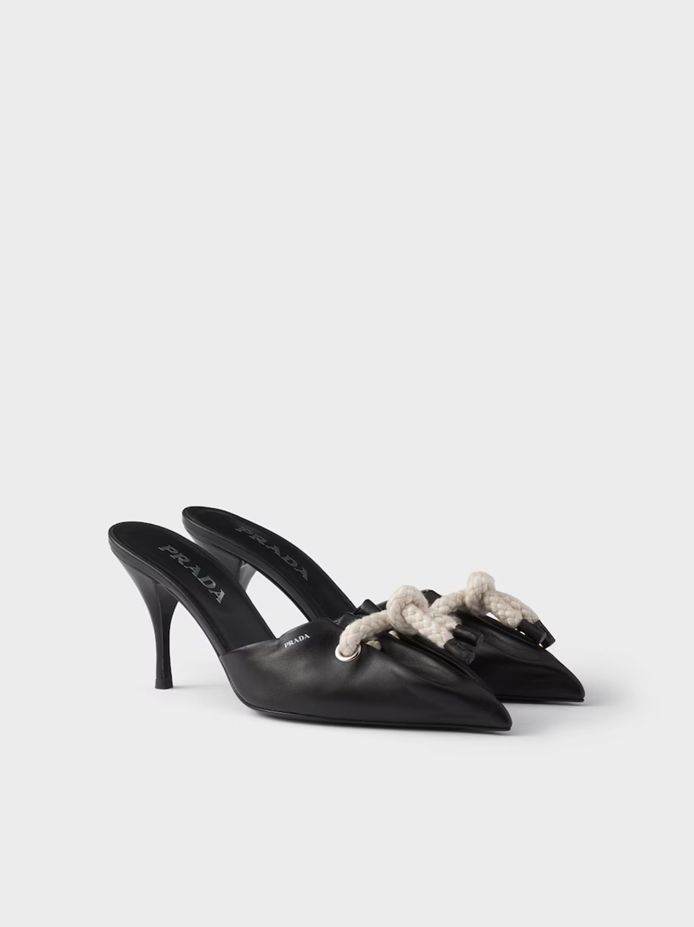 Black Nappa Leather Rope Detail  Sandals