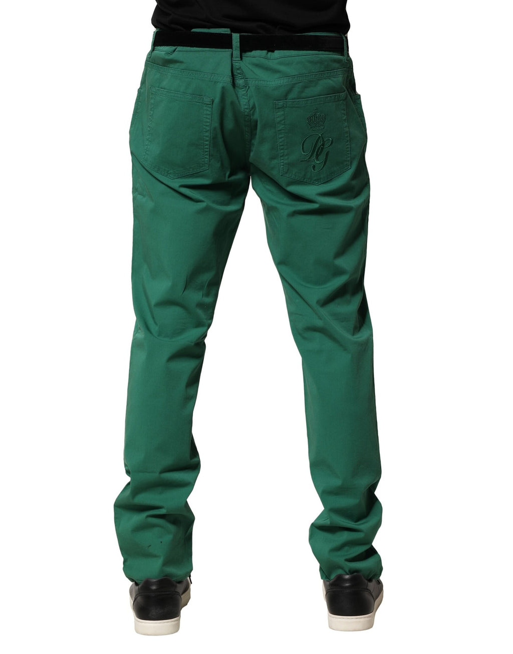 Green Cotton Stretch Skinny Men Denim Jeans