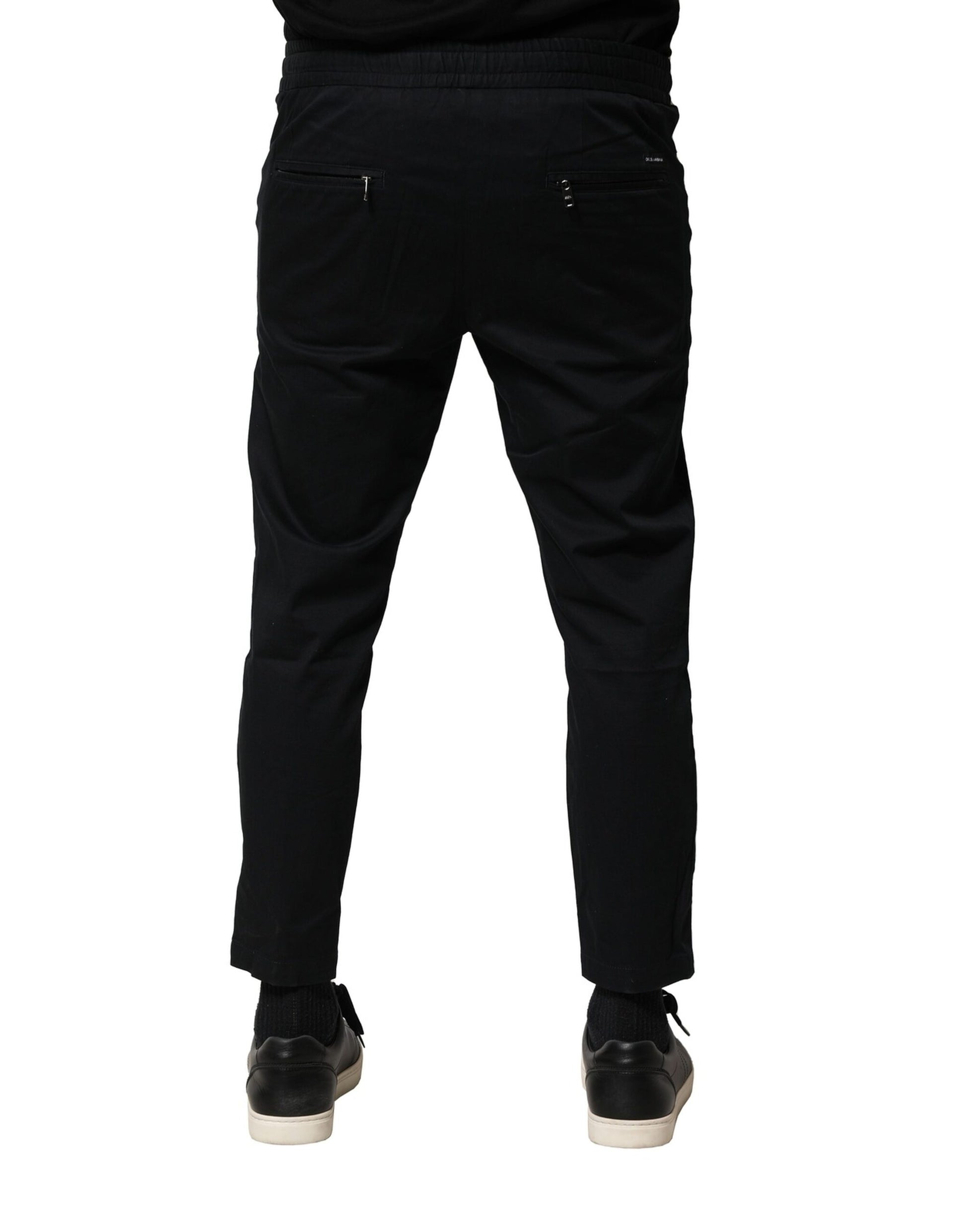 Black Cotton Mid Waist Jogger Pants