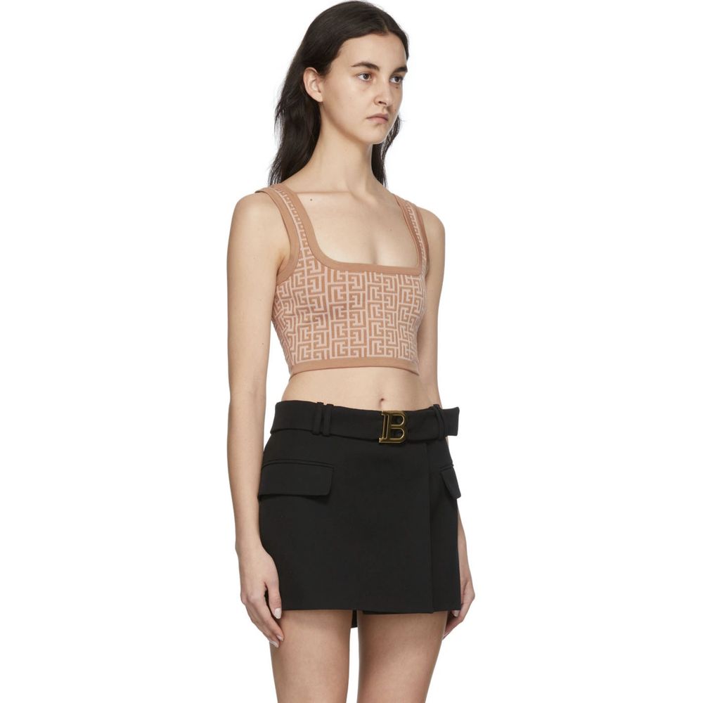 Beige Wool Women Top