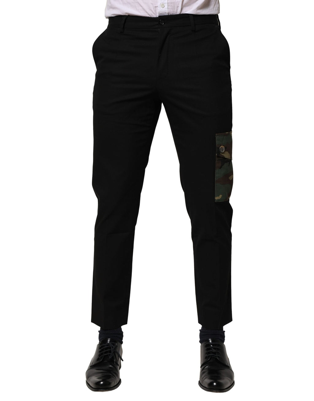 Black Cotton Cargo Dress Men Pants