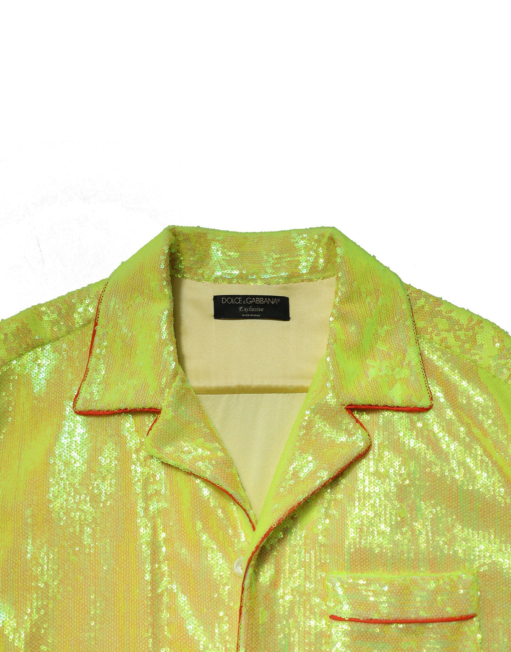 Yellow Sequin Polyester Lounge Casual Shirt