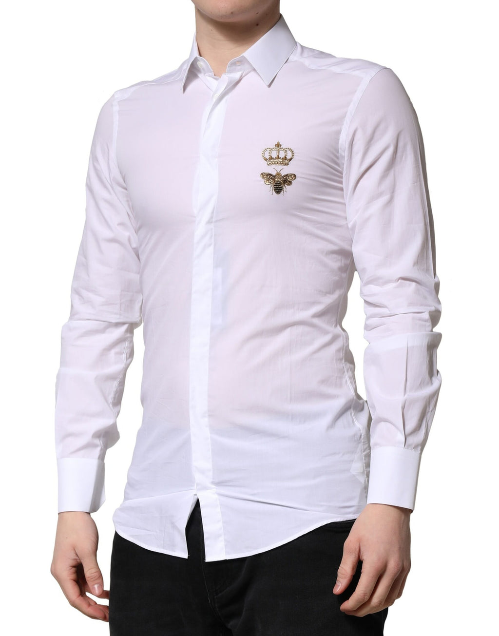 White GOLD Crown Bee Men Dress Formal Shirt