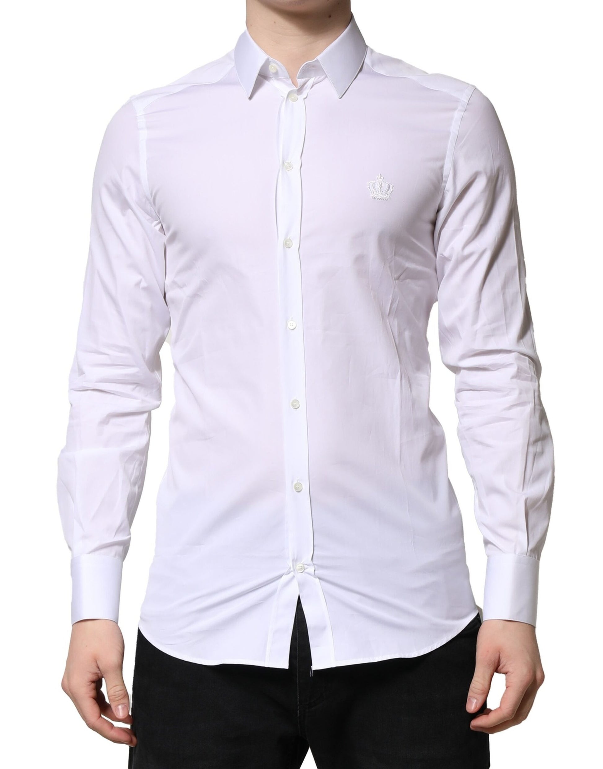 White GOLD Long Sleeves Men Dress Formal Shirt
