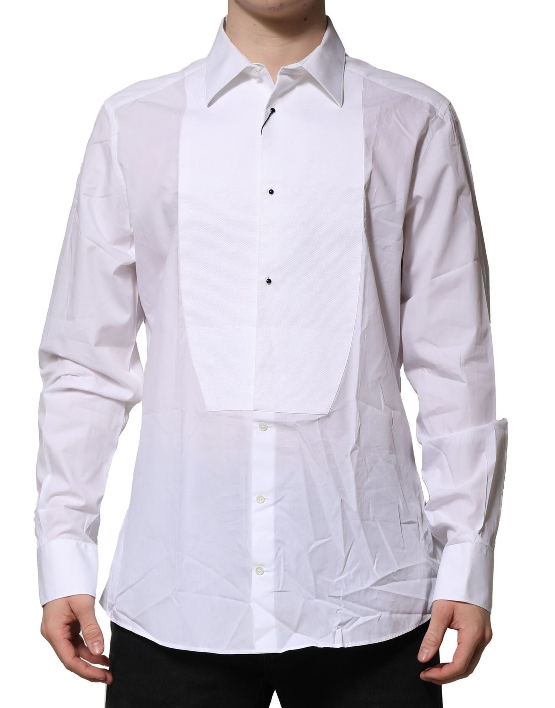 White Bib Cotton Poplin GOLD Formal Shirt