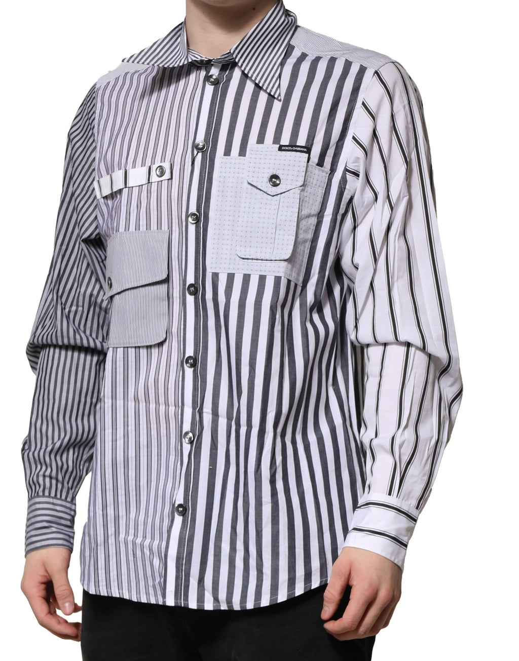White Gray Striped Cotton Men Casual Shirt