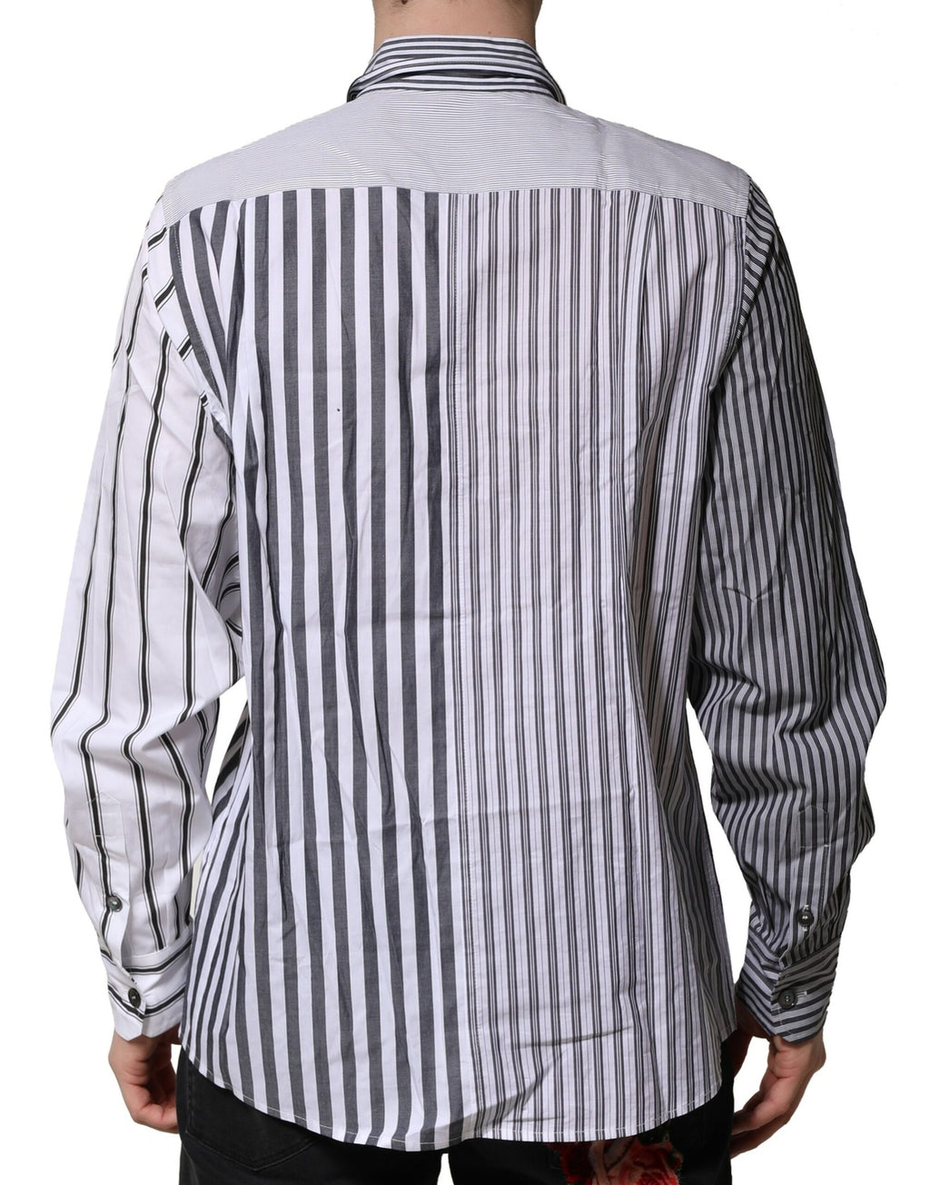 White Gray Striped Cotton Men Casual Shirt