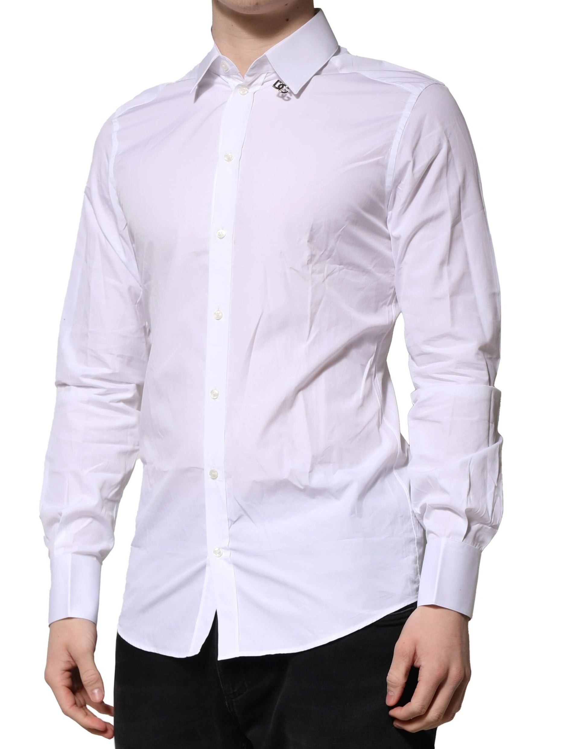 White Cotton GOLD Long Sleeves Formal Shirt